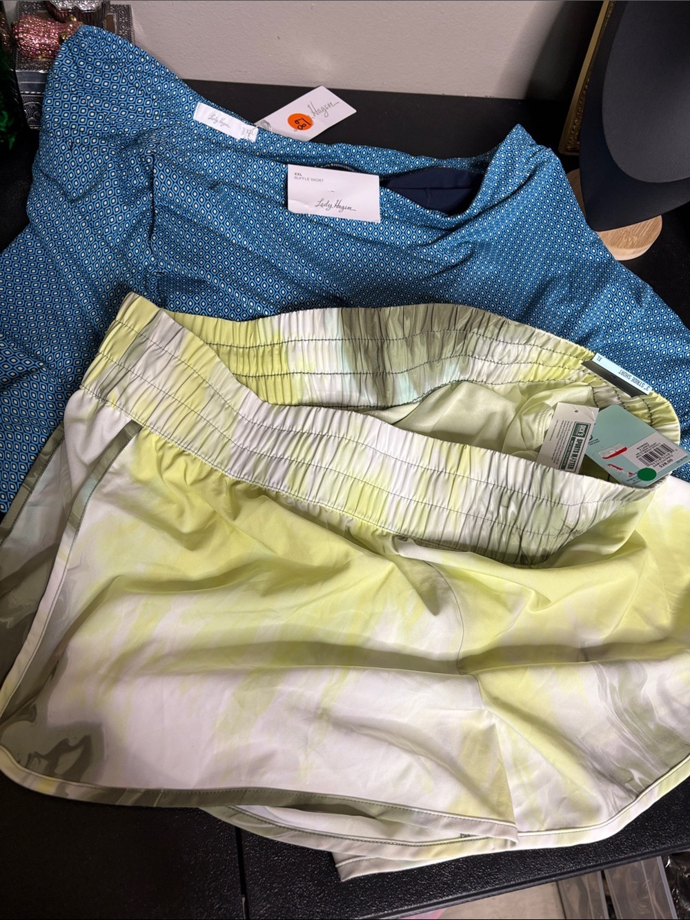 NWT DSG Shorts XL Lady Hagen Blue Geometric Skort XXL Light Lime Accents